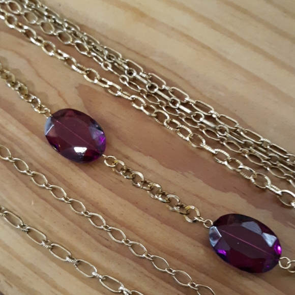 Gold & Magenta Statement Necklace - Picture 6 of 6